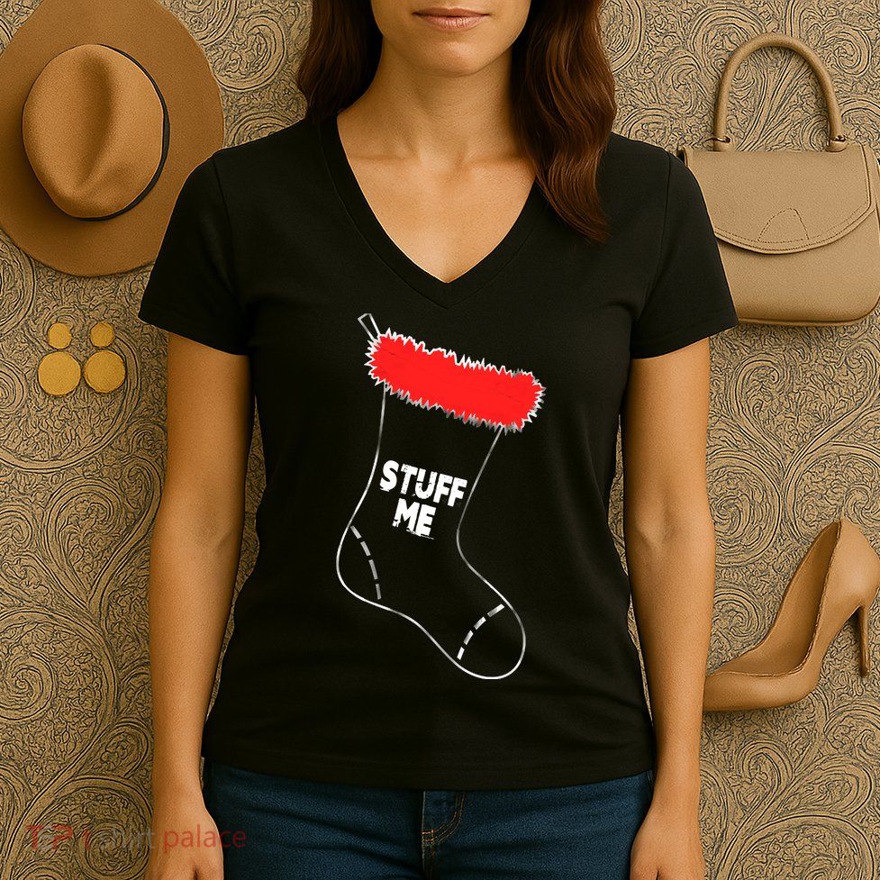 Stuff Me Funny Christmas Stocking Women's V-Neck T-Shirt