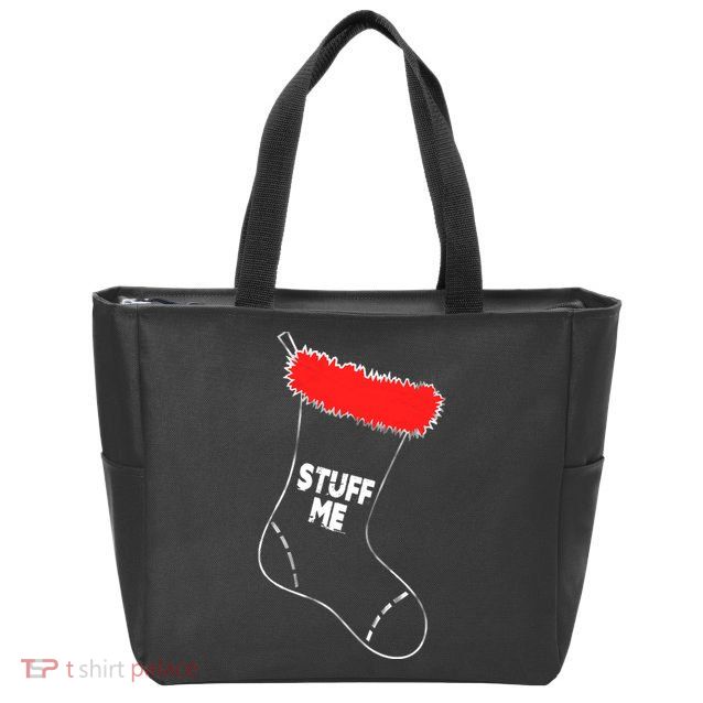 Stuff Me Funny Christmas Stocking Zip Tote Bag