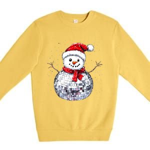 Snowman Matching Family Christmas Retro Santa Hat Disco Ball Gift Premium Crewneck Sweatshirt