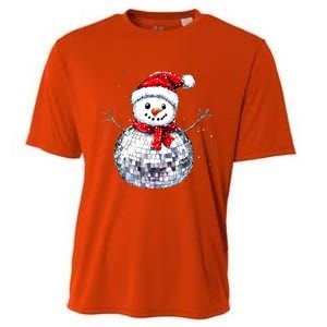 Snowman Matching Family Christmas Retro Santa Hat Disco Ball Gift Cooling Performance Crew T-Shirt