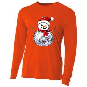 Snowman Matching Family Christmas Retro Santa Hat Disco Ball Gift Cooling Performance Long Sleeve Crew