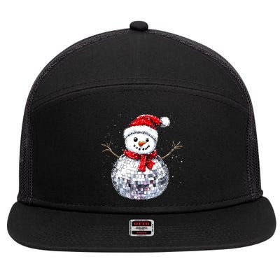 Snowman Matching Family Christmas Retro Santa Hat Disco Ball Gift 7 Panel Mesh Trucker Snapback Hat