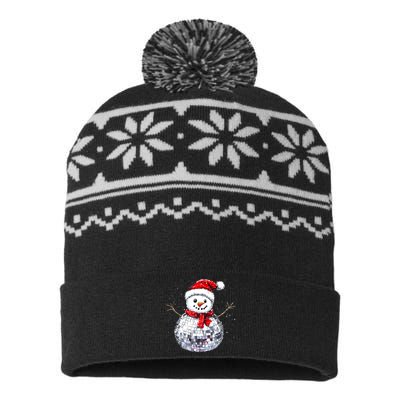 Snowman Matching Family Christmas Retro Santa Hat Disco Ball Gift USA-Made Snowflake Beanie