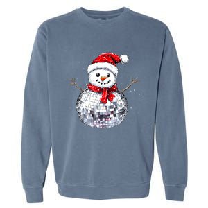 Snowman Matching Family Christmas Retro Santa Hat Disco Ball Gift Garment-Dyed Sweatshirt