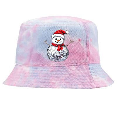 Snowman Matching Family Christmas Retro Santa Hat Disco Ball Gift Tie-Dyed Bucket Hat