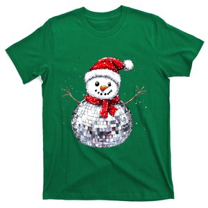 Snowman Matching Family Christmas Retro Santa Hat Disco Ball Gift T-Shirt