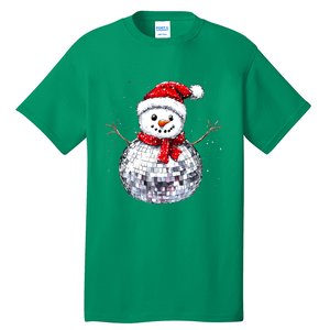 Snowman Matching Family Christmas Retro Santa Hat Disco Ball Gift Tall T-Shirt