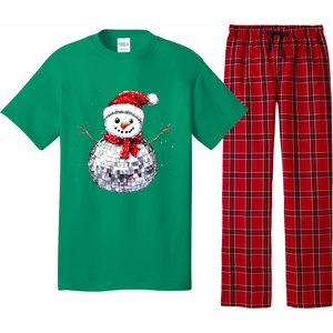 Snowman Matching Family Christmas Retro Santa Hat Disco Ball Gift Pajama Set