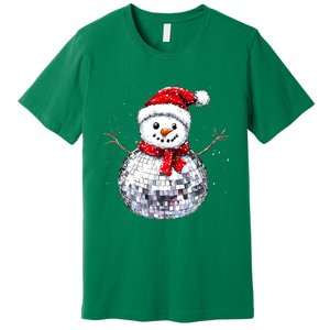 Snowman Matching Family Christmas Retro Santa Hat Disco Ball Gift Premium T-Shirt