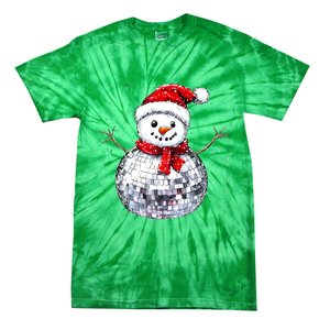 Snowman Matching Family Christmas Retro Santa Hat Disco Ball Gift Tie-Dye T-Shirt