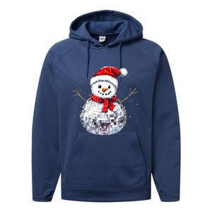 Snowman Matching Family Christmas Retro Santa Hat Disco Ball Gift Performance Fleece Hoodie