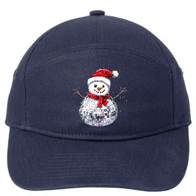 Snowman Matching Family Christmas Retro Santa Hat Disco Ball Gift 7-Panel Snapback Hat