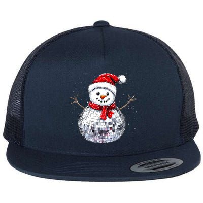 Snowman Matching Family Christmas Retro Santa Hat Disco Ball Gift Flat Bill Trucker Hat