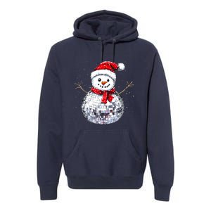 Snowman Matching Family Christmas Retro Santa Hat Disco Ball Gift Premium Hoodie