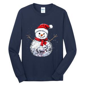 Snowman Matching Family Christmas Retro Santa Hat Disco Ball Gift Tall Long Sleeve T-Shirt