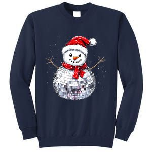 Snowman Matching Family Christmas Retro Santa Hat Disco Ball Gift Tall Sweatshirt