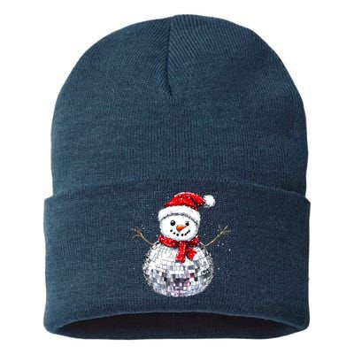 Snowman Matching Family Christmas Retro Santa Hat Disco Ball Gift Sustainable Knit Beanie