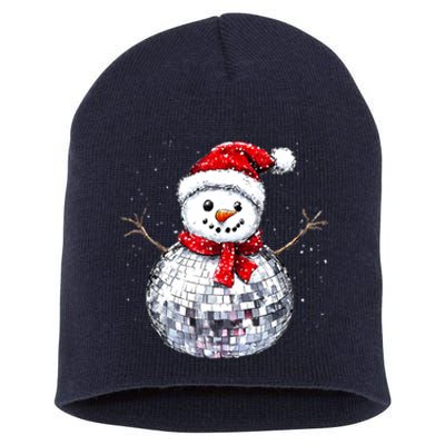 Snowman Matching Family Christmas Retro Santa Hat Disco Ball Gift Short Acrylic Beanie