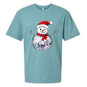 Snowman Matching Family Christmas Retro Santa Hat Disco Ball Gift Sueded Cloud Jersey T-Shirt