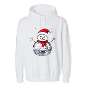 Snowman Matching Family Christmas Retro Santa Hat Disco Ball Gift Garment-Dyed Fleece Hoodie