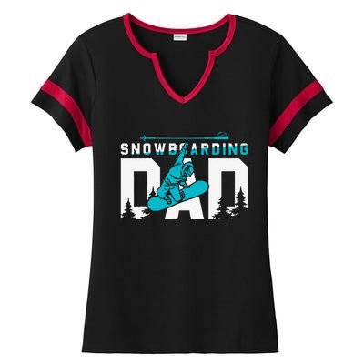 Snowboard My Favorite Snowboarding Buddies Call Me Dad Ladies Halftime Notch Neck Tee