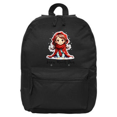 Snow Much Fun Cute Winter Design Cozy Holiday Vibes 16 in Basic Backpack