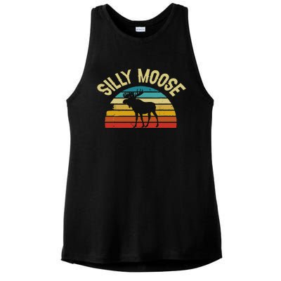 Silly Moose Funny Word Pun Funny Quotes Sayings Joke Humor Ladies PosiCharge Tri-Blend Wicking Tank