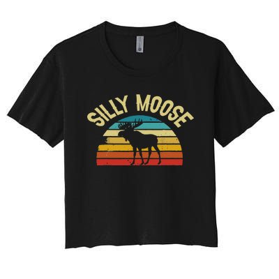 Silly Moose Funny Word Pun Funny Quotes Sayings Joke Humor Women's Crop Top Tee