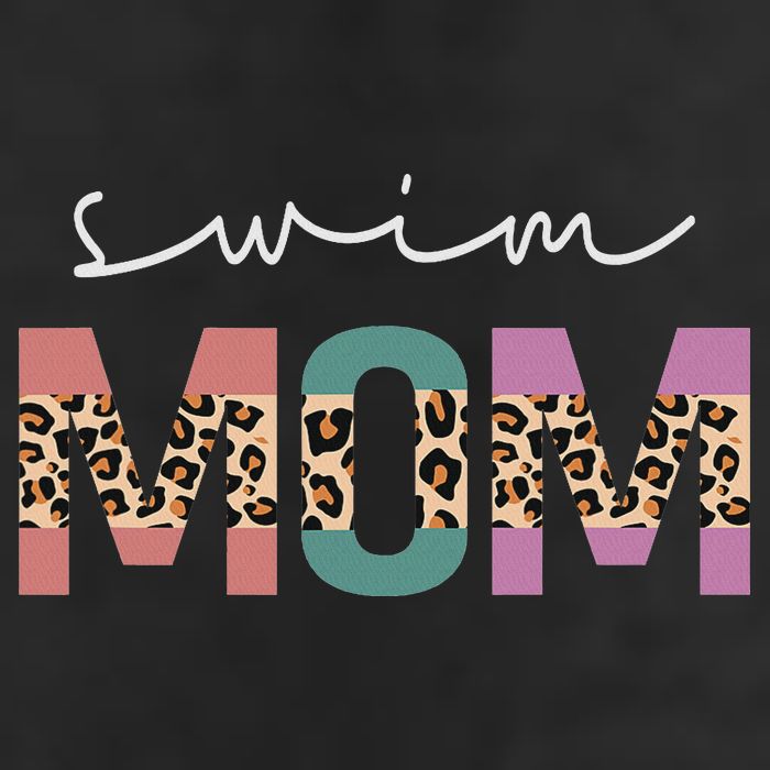 Swim Mom Funny Swimmer Swimming Lover Gift Leopard 7 Panel Mesh Trucker Snapback Hat