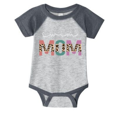 Swim Mom Funny Swimmer Swimming Lover Gift Leopard Infant Baby Jersey Bodysuit