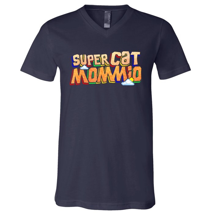 SuperCat Mommio Funny Gift For Mommy Mothers Day Outfits V-Neck T-Shirt