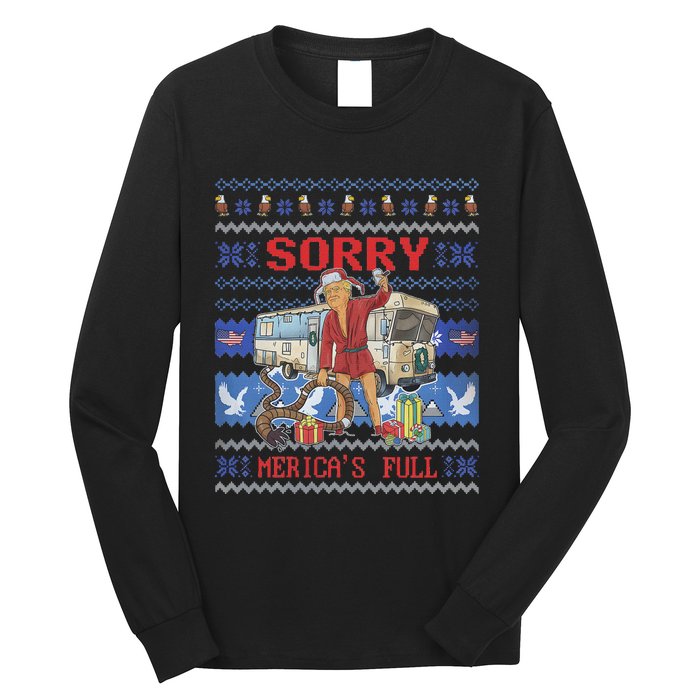 Sorry MericaS Full Funny Trump Ugly Christmas Long Sleeve Shirt