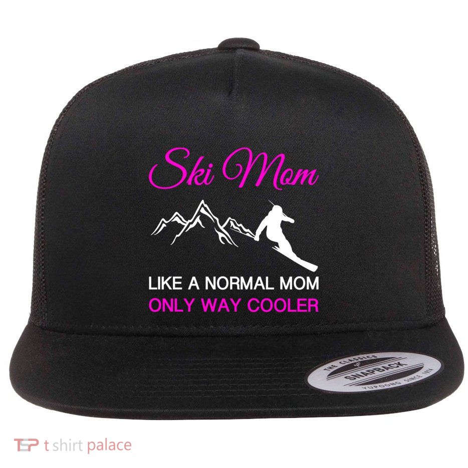 Ski Mom Funny Skiing Mama Mother Winter Sport Lover Gift Flatbill Hat
