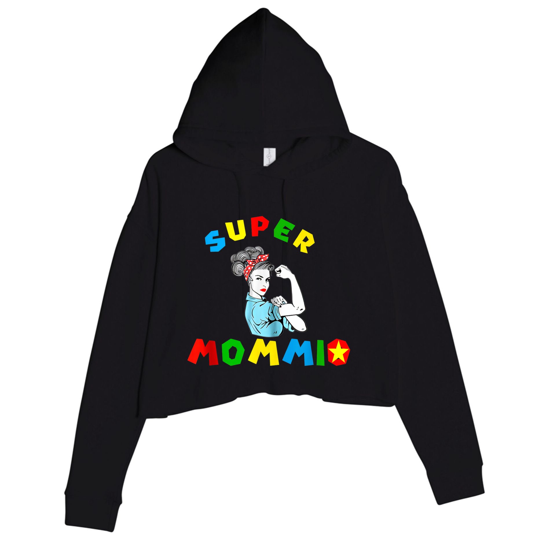 Super Mommio Funny Mommy Mothers Day Crop Fleece Hoodie