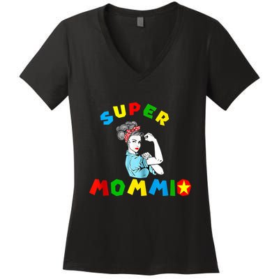 Super Mommio Funny Mommy Mothers Day Women's V-Neck T-Shirt
