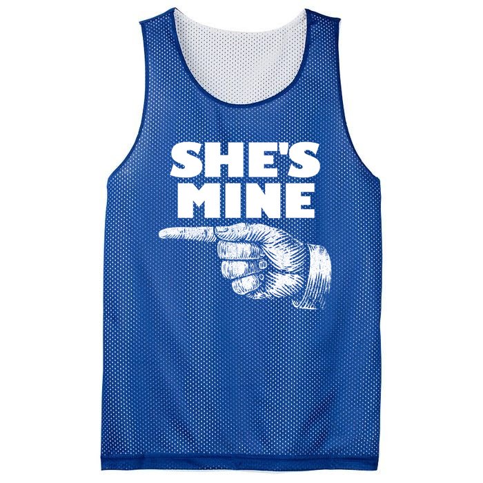 She's Mine Finger Pointing Left Matching Couple She's Mine Gift Mesh Reversible Basketball Jersey Tank