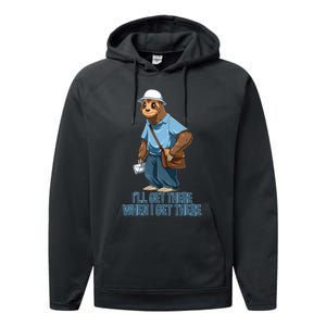 Sloth Mailman Funny And Rude Mailman Postal Worker Gift Performance Fleece Hoodie