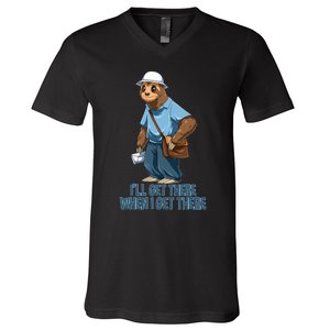 Sloth Mailman Funny And Rude Mailman Postal Worker Gift V-Neck T-Shirt