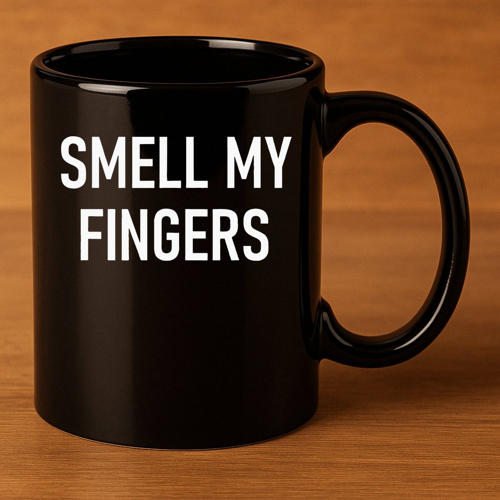 Smell My Fingers Funny Jokes Sarcastic 11oz C Handle Ceramic Mug