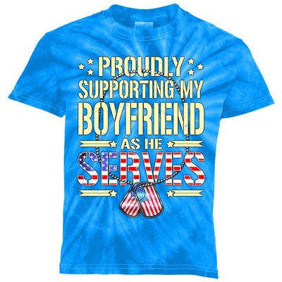 Support My Friend As He Serves Proud Army Friend Gift Kids Tie-Dye T-Shirt