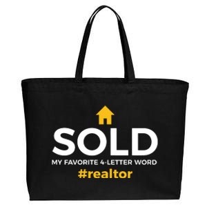 Sold My Favorite 4 Letter Word #Realtor Funny Novelty Cotton Canvas Jumbo Tote