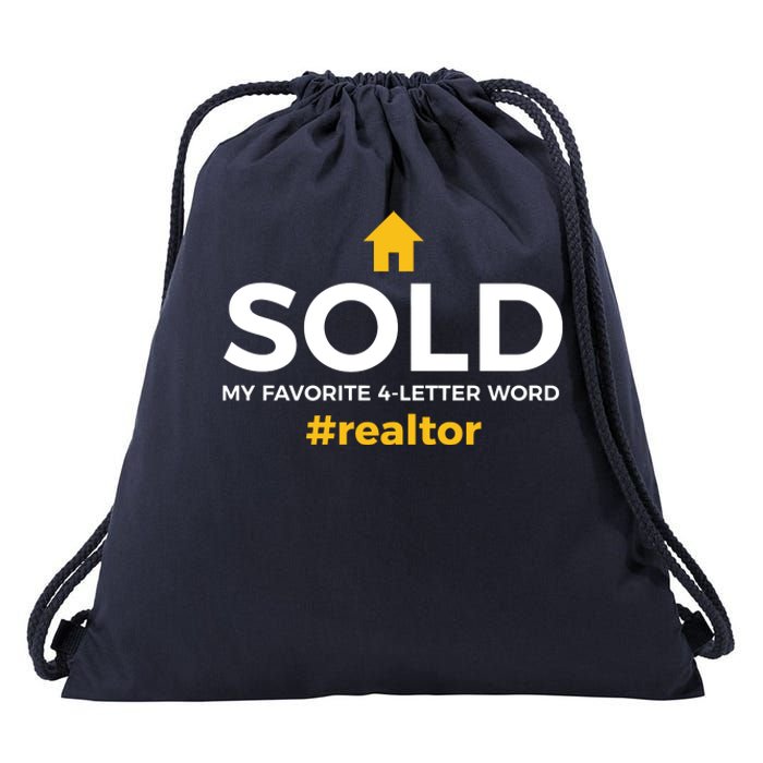 Sold My Favorite 4 Letter Word #Realtor Funny Novelty Drawstring Bag