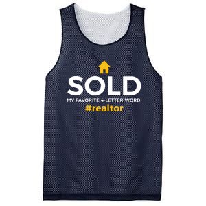 Sold My Favorite 4 Letter Word #Realtor Funny Novelty Mesh Reversible Basketball Jersey Tank