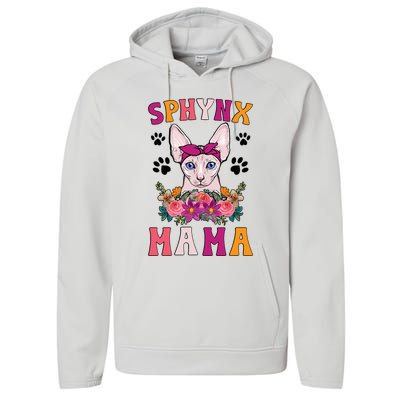 Sphynx Mama Flowers Sphynx Owner Sphynx Cat Mom Sphynx Performance Fleece Hoodie