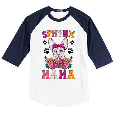 Sphynx Mama Flowers Sphynx Owner Sphynx Cat Mom Sphynx Baseball Sleeve Shirt