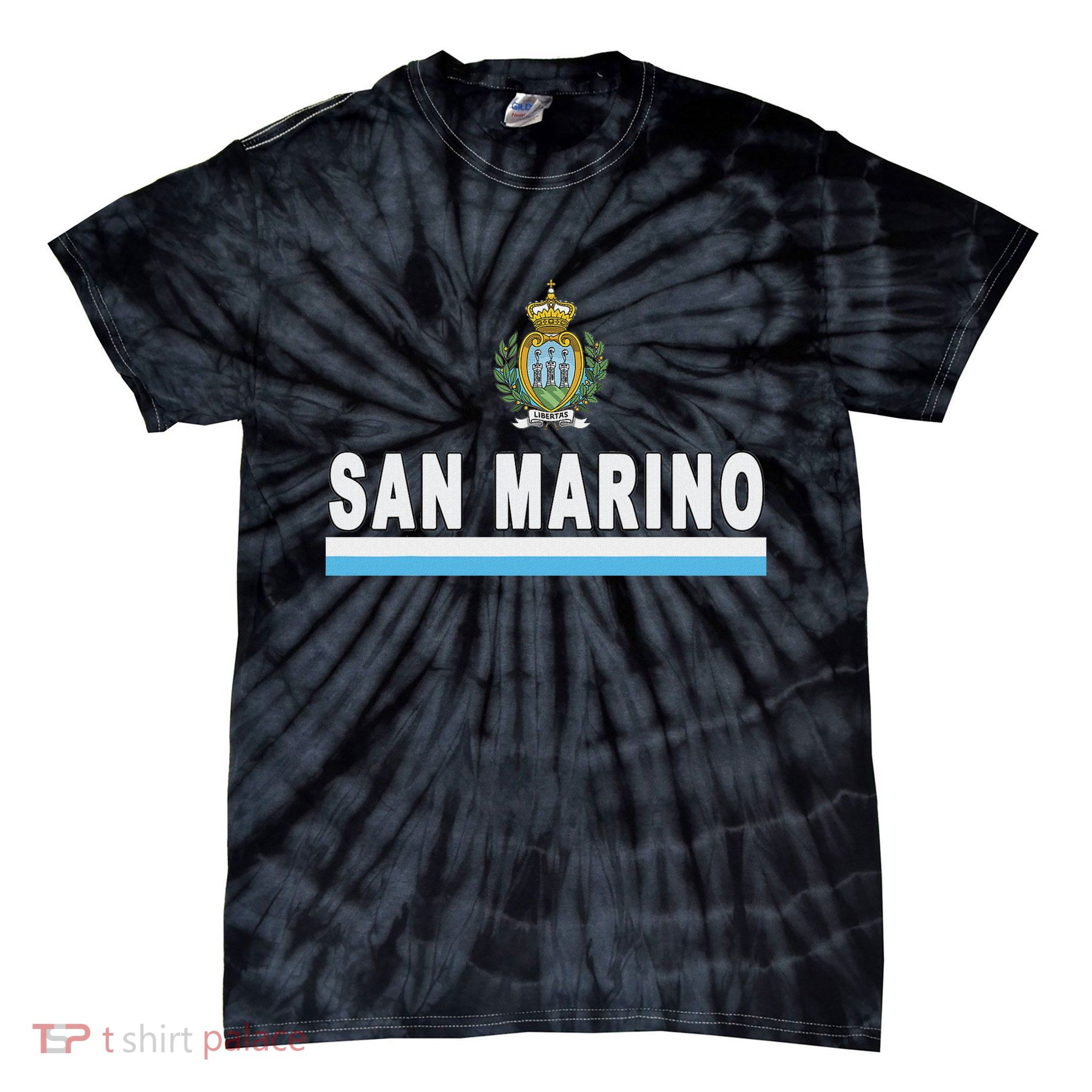 San Marino Flag And Emblem Sporty Tie-Dye T-Shirt