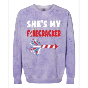 Shes My Firecracker Meaningful Gift 4th Of July Matching Couples Cute Gift Colorblast Crewneck Sweatshirt