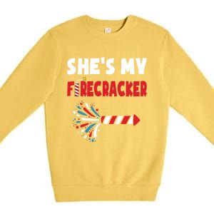 Shes My Firecracker Meaningful Gift 4th Of July Matching Couples Cute Gift Premium Crewneck Sweatshirt