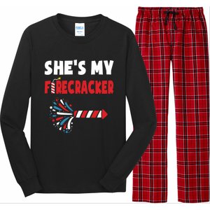 Shes My Firecracker Meaningful Gift 4th Of July Matching Couples Cute Gift Long Sleeve Pajama Set