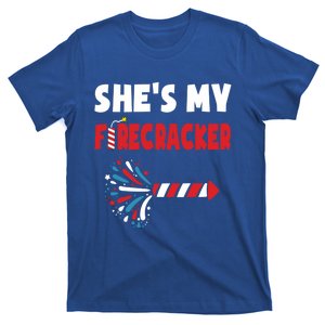 Shes My Firecracker Meaningful Gift 4th Of July Matching Couples Cute Gift T-Shirt